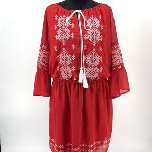 New York & Company Embroidered Western Dress Size L